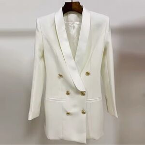 Elegant White Double-Breasted Women's Blazer